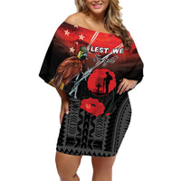 Papua New Guinea Remembrance Day Family Matching Off Shoulder Short Dress and Hawaiian Shirt Lest We Forget