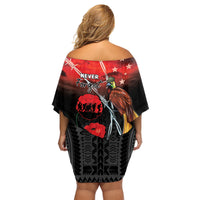 Papua New Guinea Remembrance Day Family Matching Off Shoulder Short Dress and Hawaiian Shirt Lest We Forget