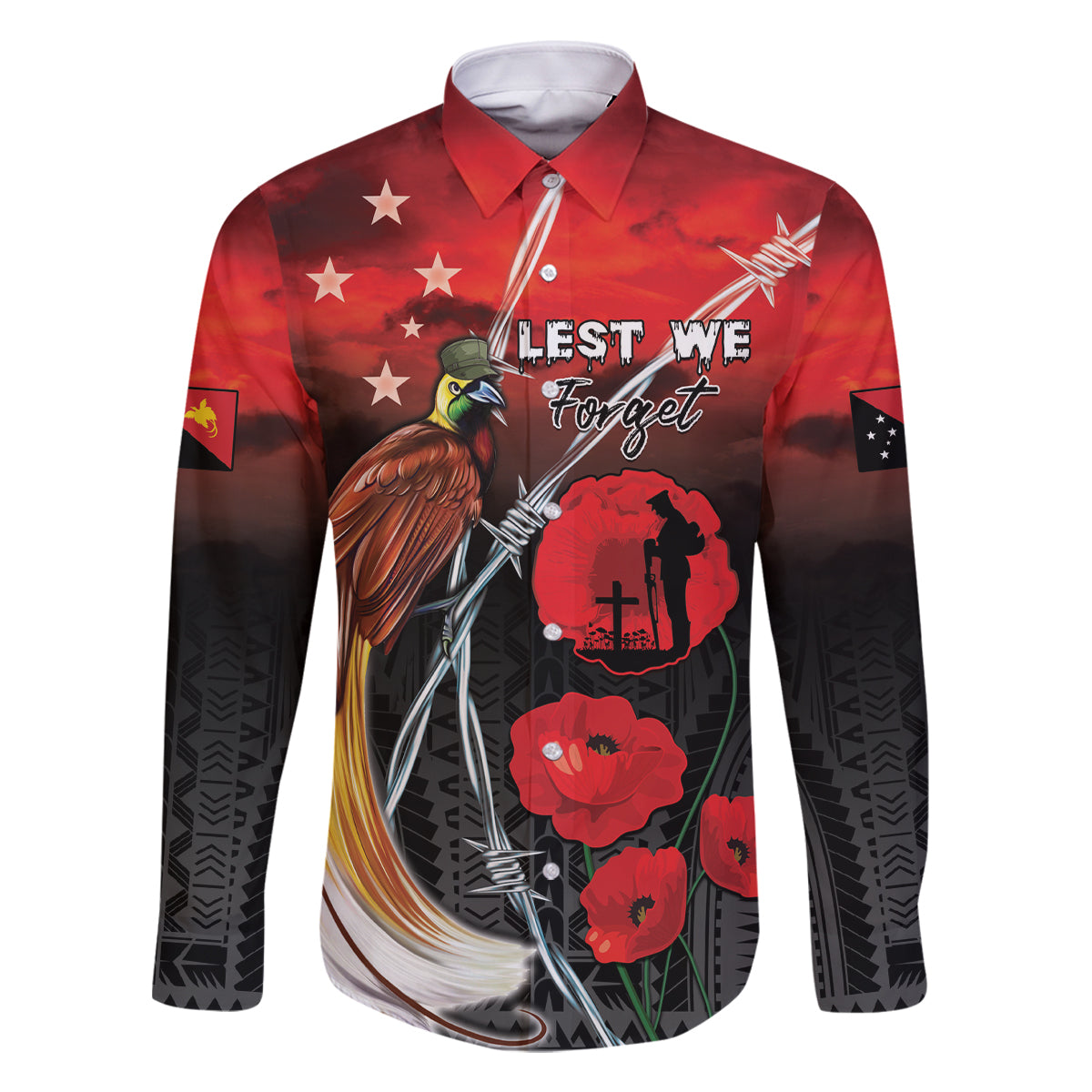 Papua New Guinea Remembrance Day Family Matching Tank Maxi Dress and Hawaiian Shirt Lest We Forget