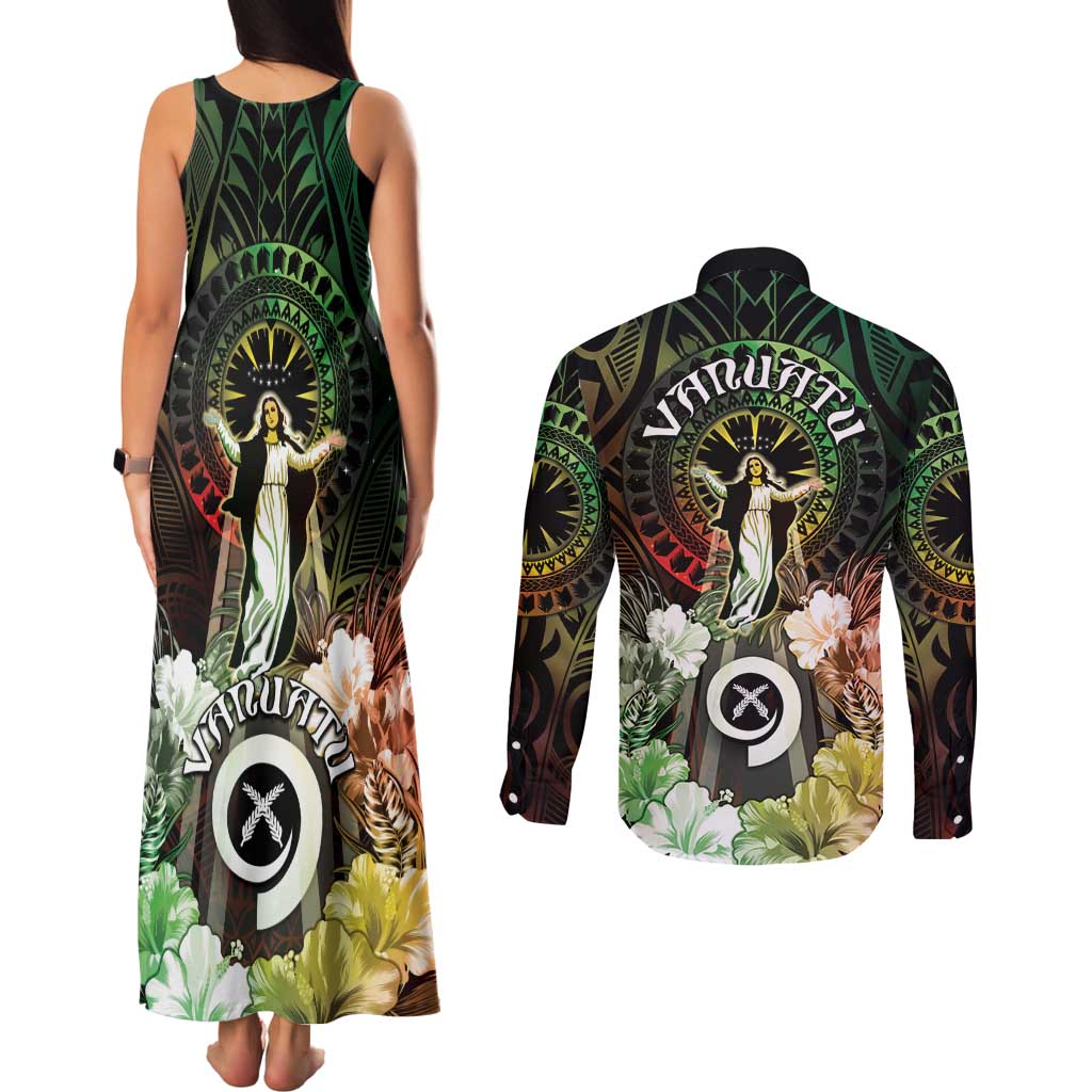 Vanuatu Happy Assumption Day Couples Matching Tank Maxi Dress and Long Sleeve Button Shirt