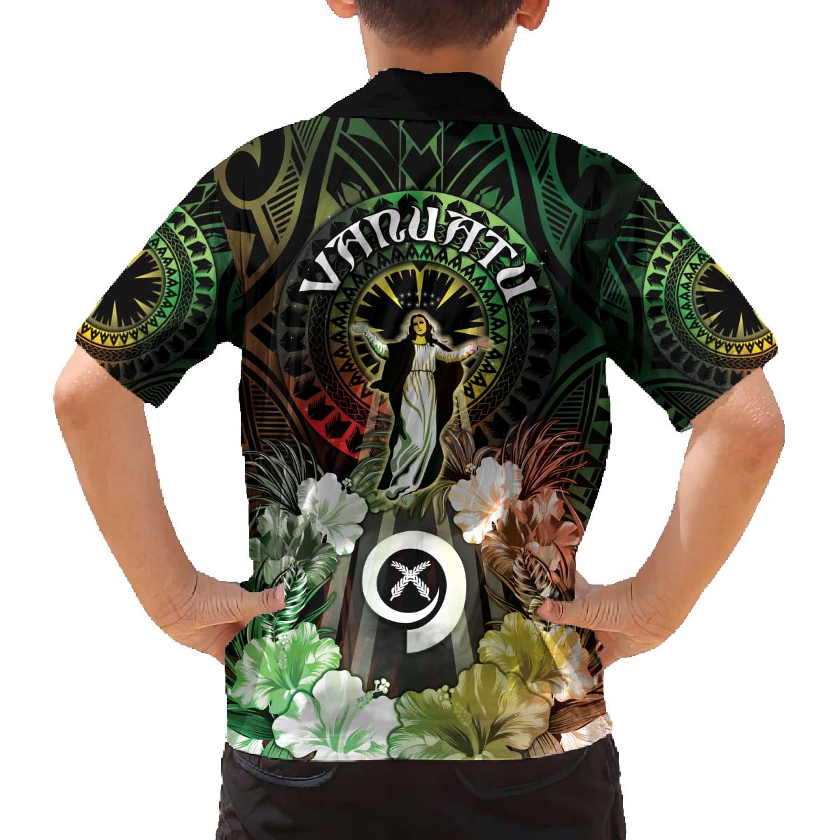 Vanuatu Happy Assumption Day Family Matching Off Shoulder Short Dress and Hawaiian Shirt