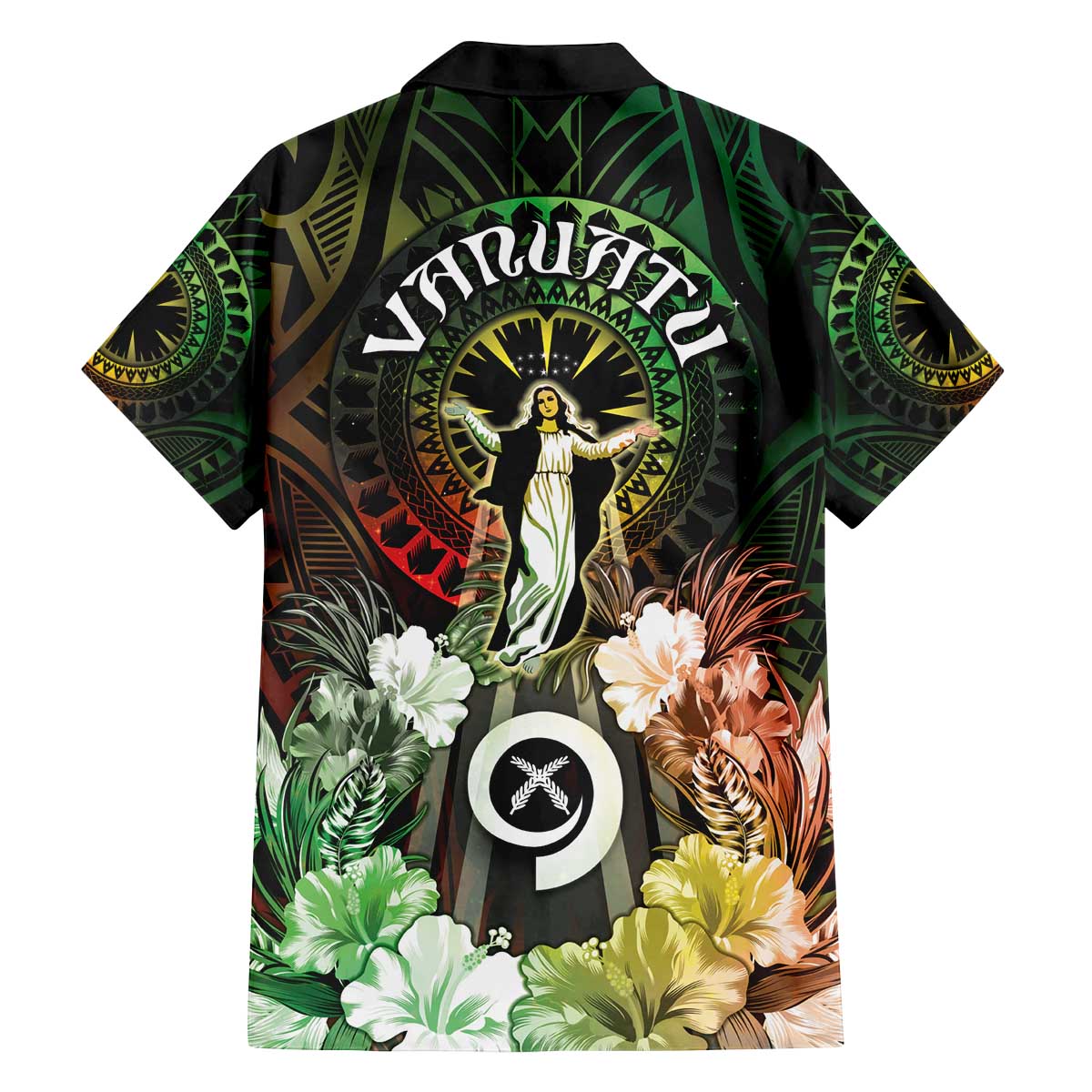 Vanuatu Happy Assumption Day Family Matching Puletasi and Hawaiian Shirt