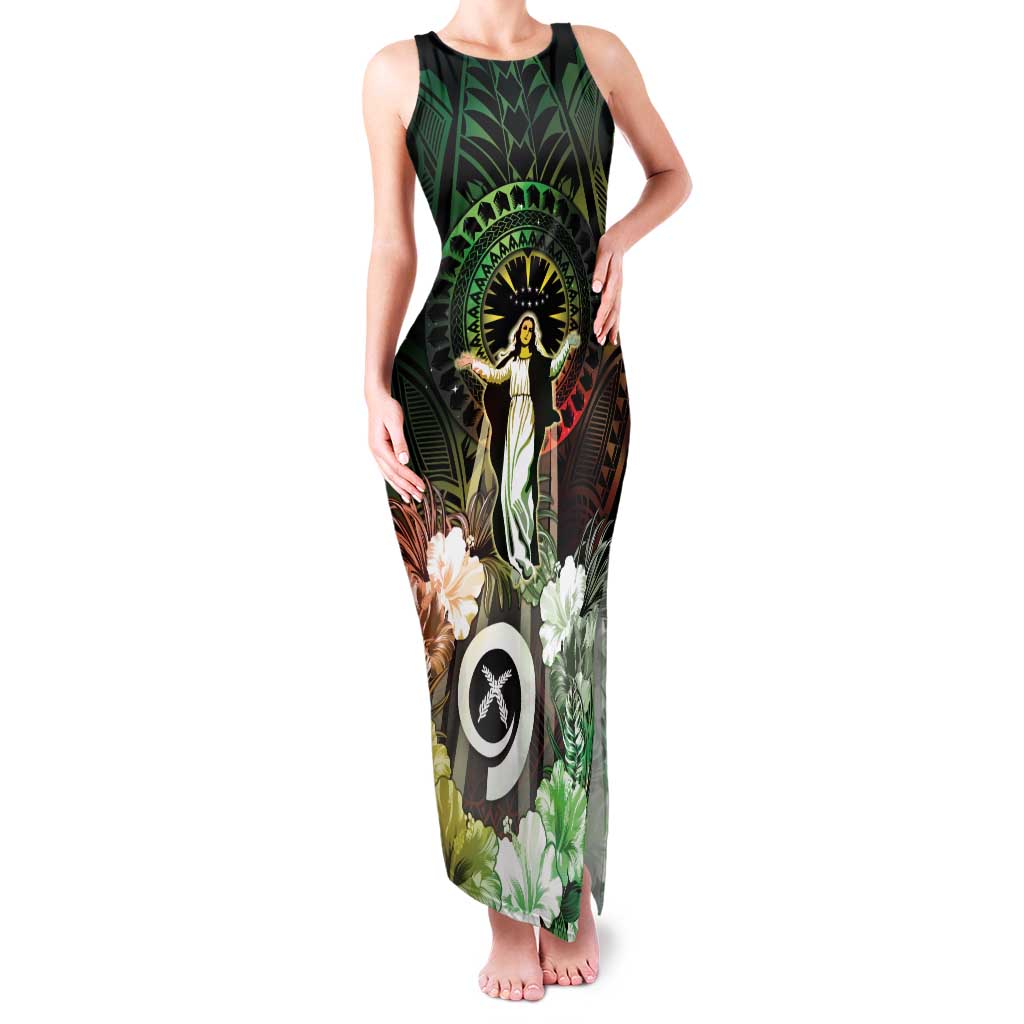 Vanuatu Happy Assumption Day Family Matching Tank Maxi Dress and Hawaiian Shirt