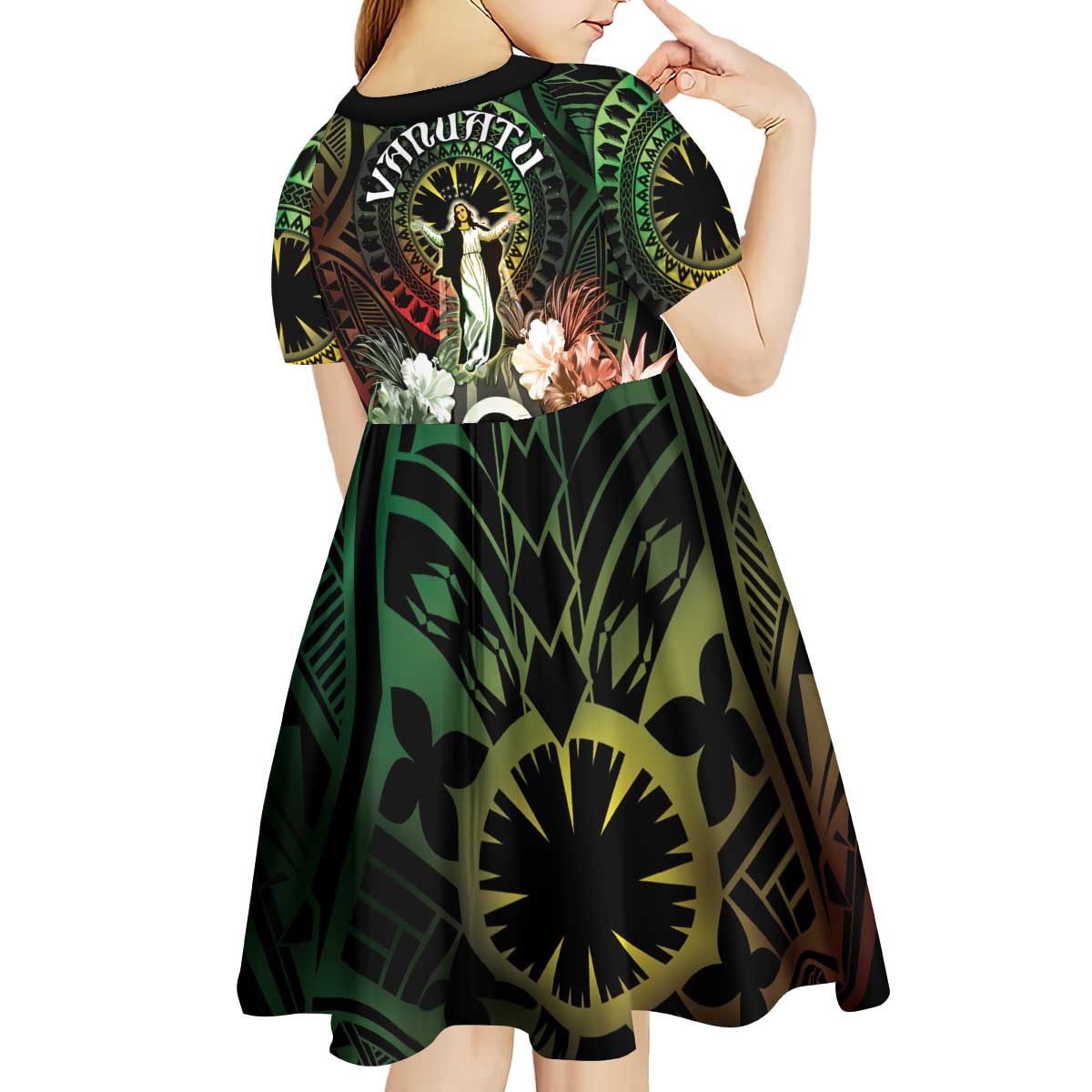 Vanuatu Happy Assumption Day Kid Short Sleeve Dress LT05 - Polynesian Pride