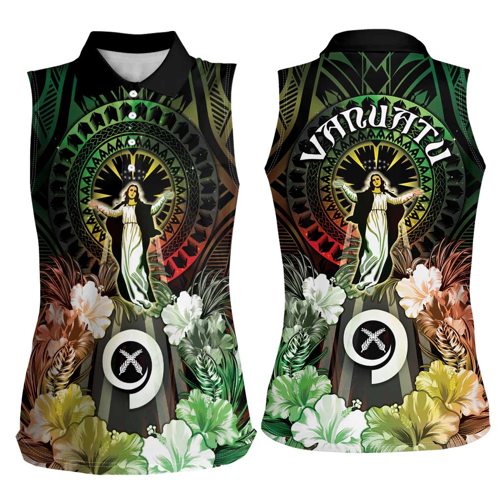 Vanuatu Happy Assumption Day Women Sleeveless Polo Shirt LT05 - Polynesian Pride