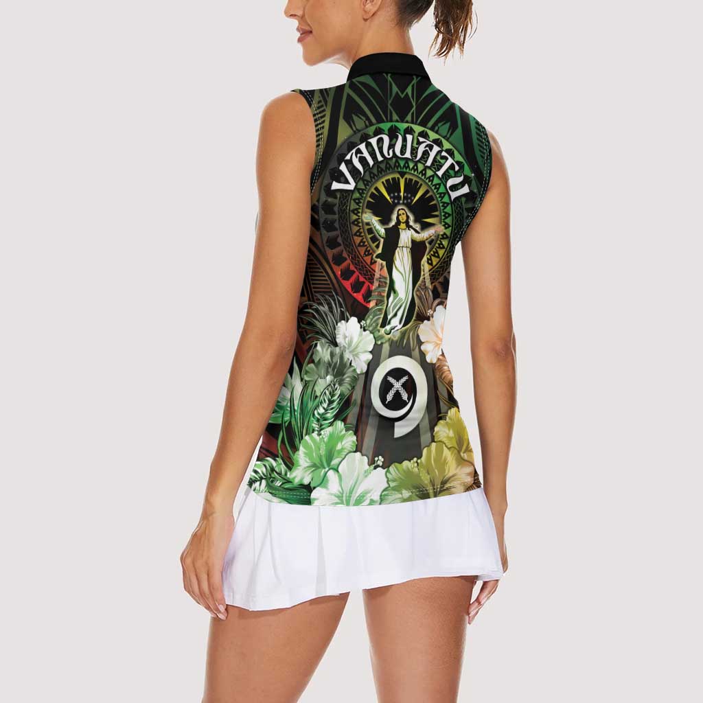 Vanuatu Happy Assumption Day Women Sleeveless Polo Shirt LT05 - Polynesian Pride