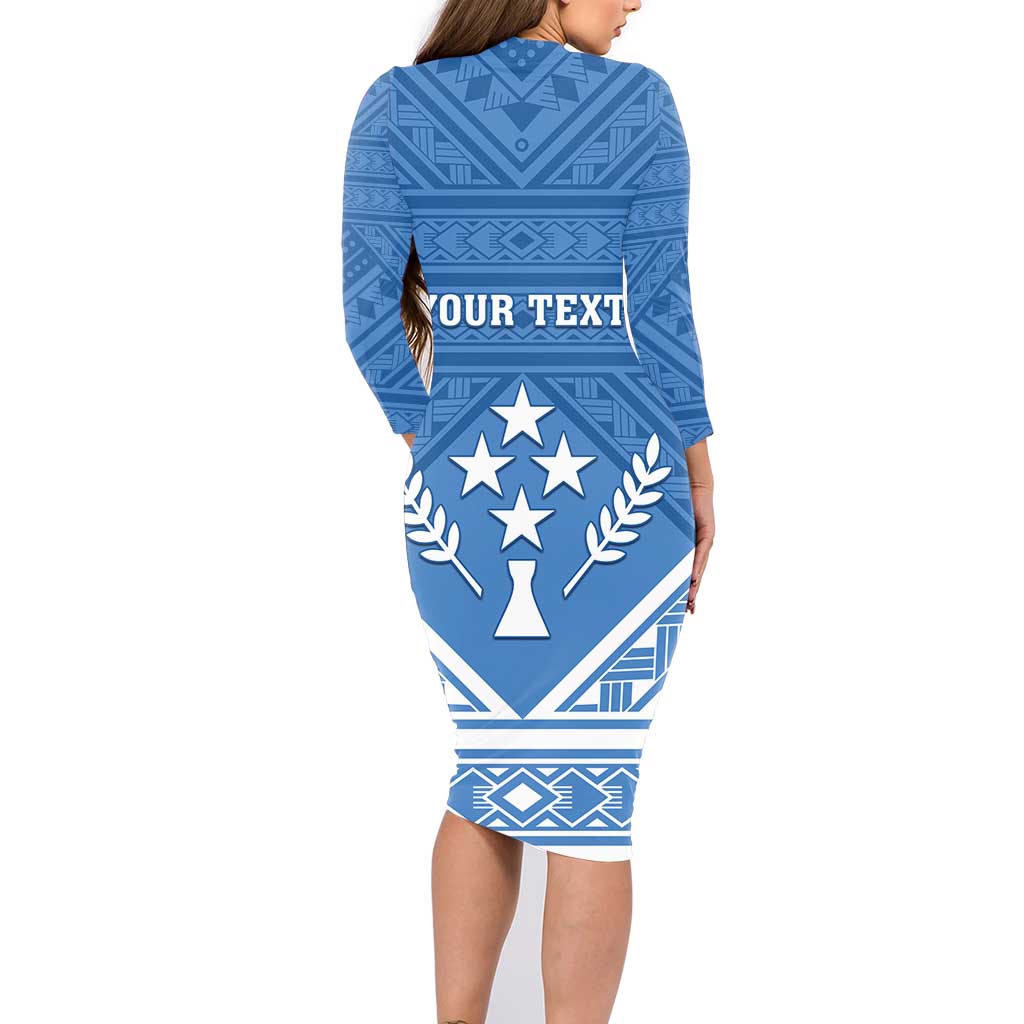 Personalised Kosrae State Gospel Day Family Matching Long Sleeve Bodycon Dress and Hawaiian Shirt Simple Style