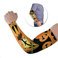 Personalised New Zealand Te Tairawhiti Arm Sleeves Maori Koru Pattern LT05 Set of 2 Orange - Polynesian Pride