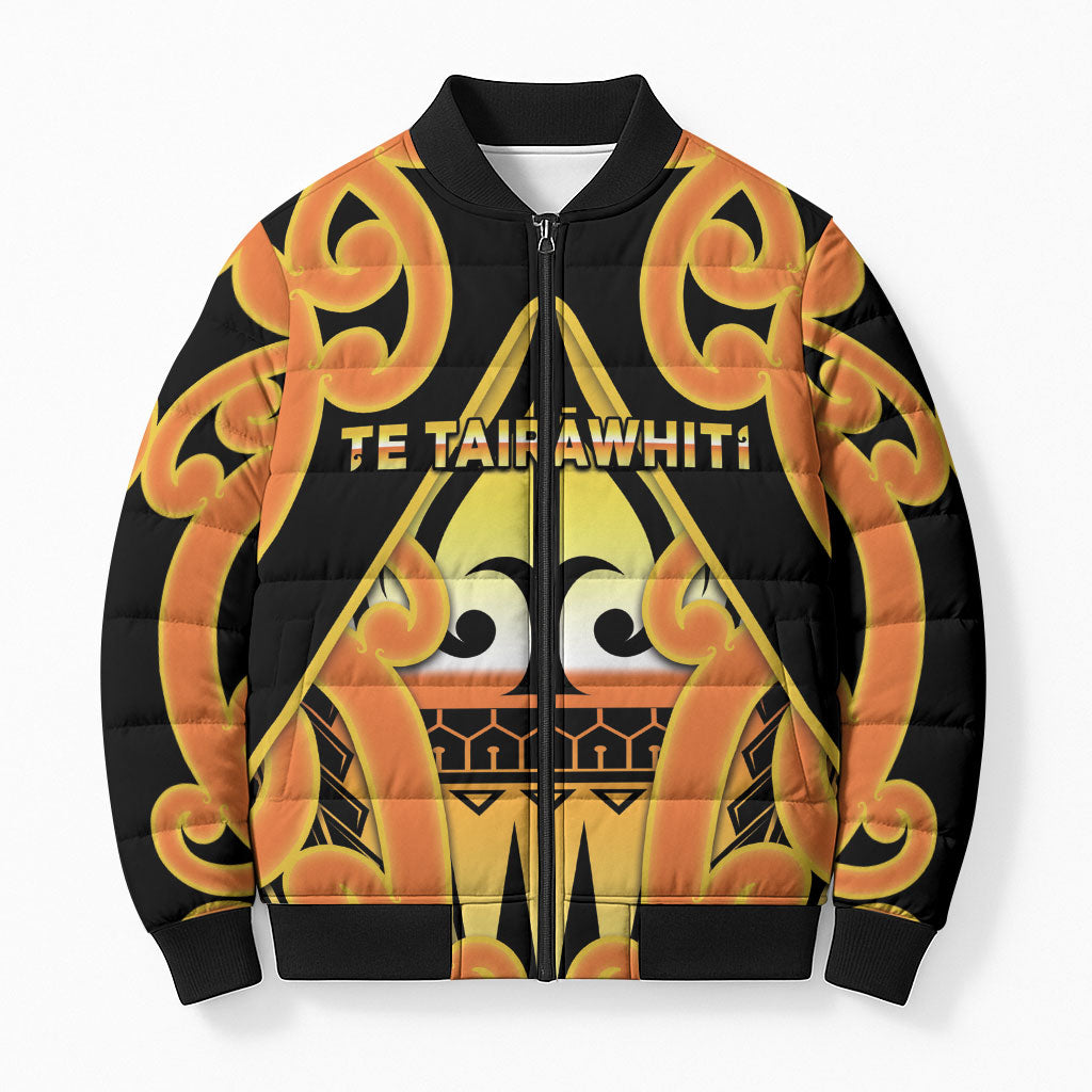 Personalised New Zealand Te Tairawhiti Bomber Puffer Jacket Maori Koru Pattern LT05 Unisex Orange - Polynesian Pride