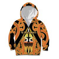 Personalised New Zealand Te Tairawhiti Kid Hoodie Maori Koru Pattern LT05 Zip Hoodie Orange - Polynesian Pride