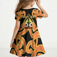 Personalised New Zealand Te Tairawhiti Kid Short Sleeve Dress Maori Koru Pattern LT05 - Polynesian Pride