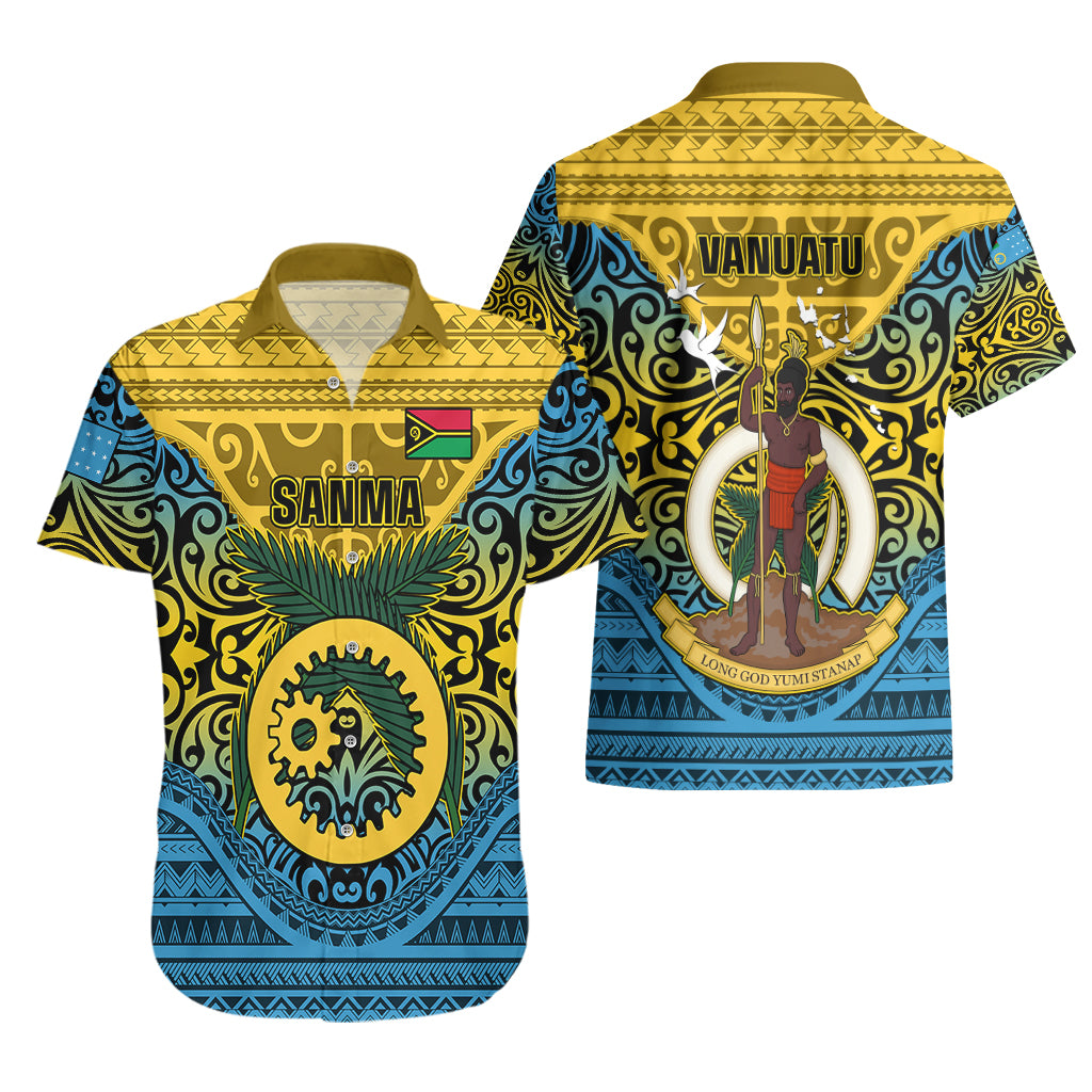 Vanuatu Sanma Province Hawaiian Shirt Coat Of Arms And Namele Fern Polynesian Pattern LT05 - Polynesian Pride