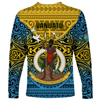 Vanuatu Sanma Province Long Sleeve Shirt Coat Of Arms And Namele Fern Polynesian Pattern LT05 - Polynesian Pride