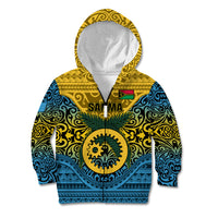 Personalized Vanuatu Sanma Province Kid Hoodie Coat Of Arms And Namele Fern Polynesian Pattern LT05 Zip Hoodie Yellow - Polynesian Pride