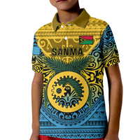 Personalized Vanuatu Sanma Province Kid Polo Shirt Coat Of Arms And Namele Fern Polynesian Pattern LT05 Kid Yellow - Polynesian Pride
