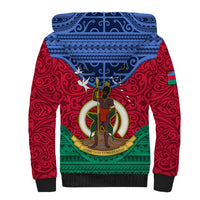 Vanuatu Shefa Province Sherpa Hoodie Coat Of Arms And Namele Fern Polynesian Pattern LT05 - Polynesian Pride