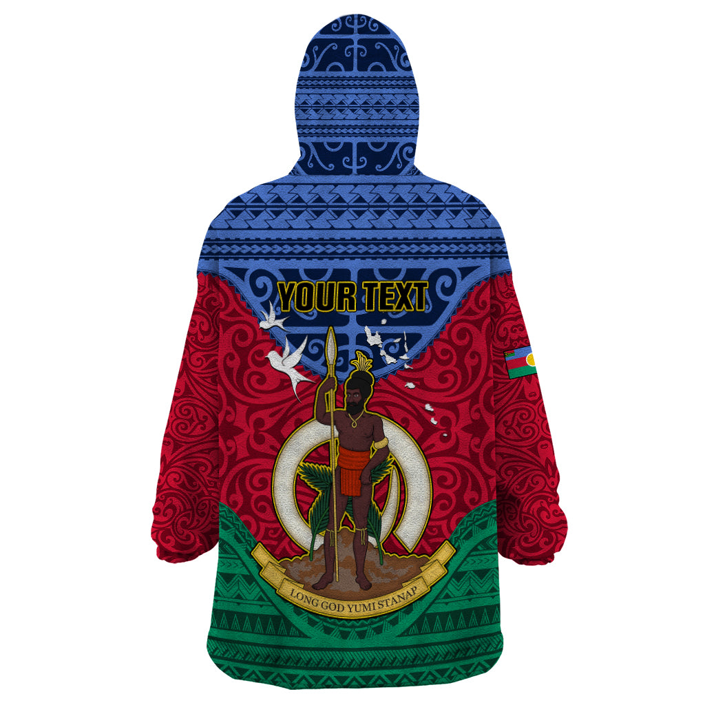 Personalized Vanuatu Shefa Province Wearable Blanket Hoodie Coat Of Arms And Namele Fern Polynesian Pattern LT05 - Polynesian Pride
