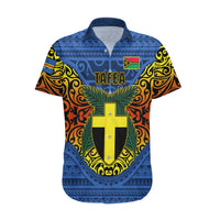 Vanuatu Tafea Province Hawaiian Shirt Coat Of Arms And Namele Fern Polynesian Pattern LT05 Blue - Polynesian Pride