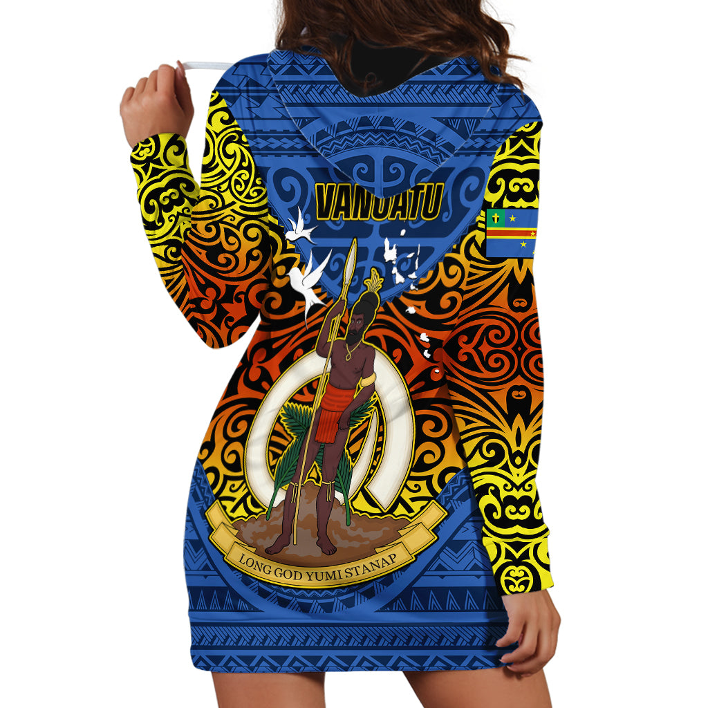 Vanuatu Tafea Province Hoodie Dress Coat Of Arms And Namele Fern Polynesian Pattern LT05 - Polynesian Pride