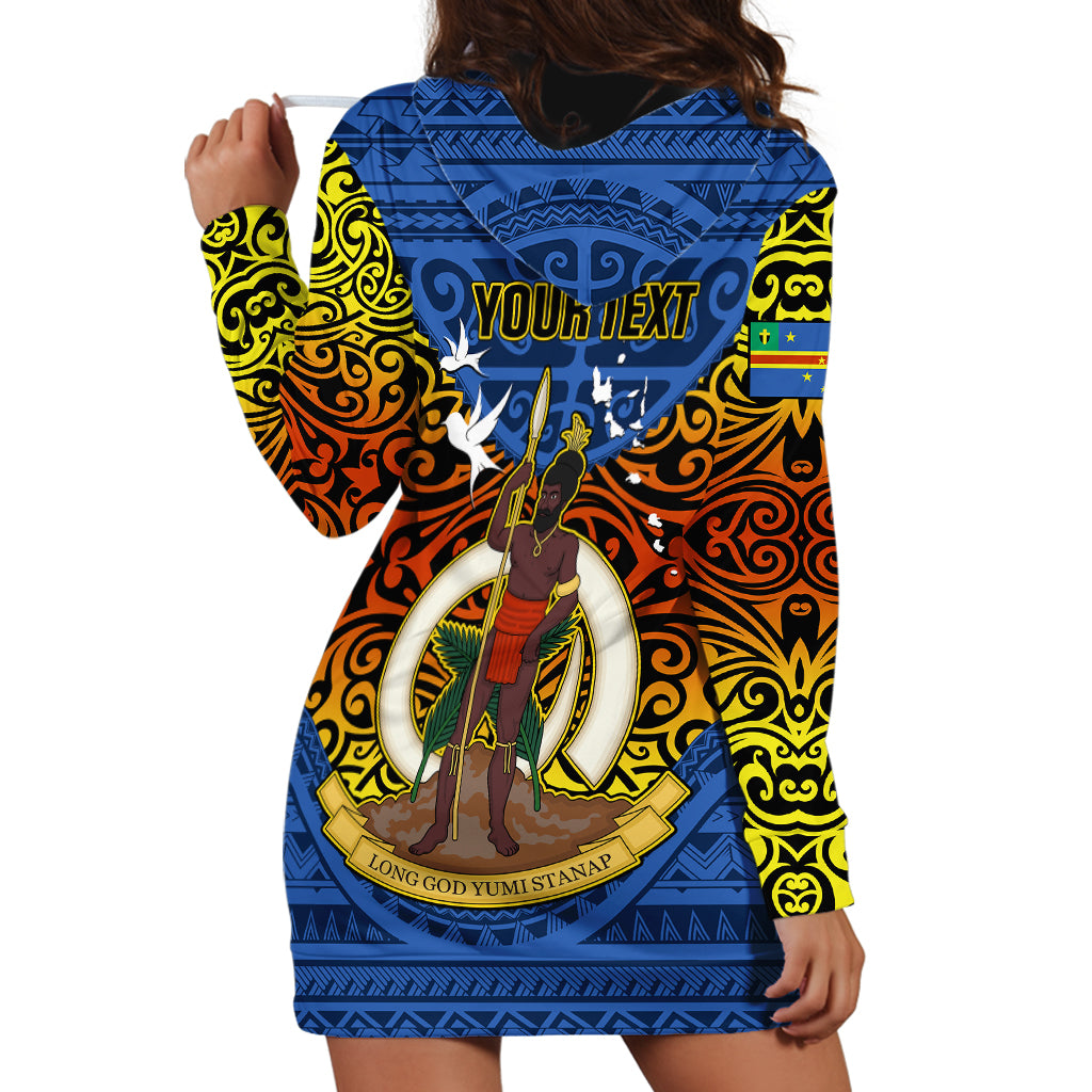 Personalized Vanuatu Tafea Province Hoodie Dress Coat Of Arms And Namele Fern Polynesian Pattern LT05 - Polynesian Pride
