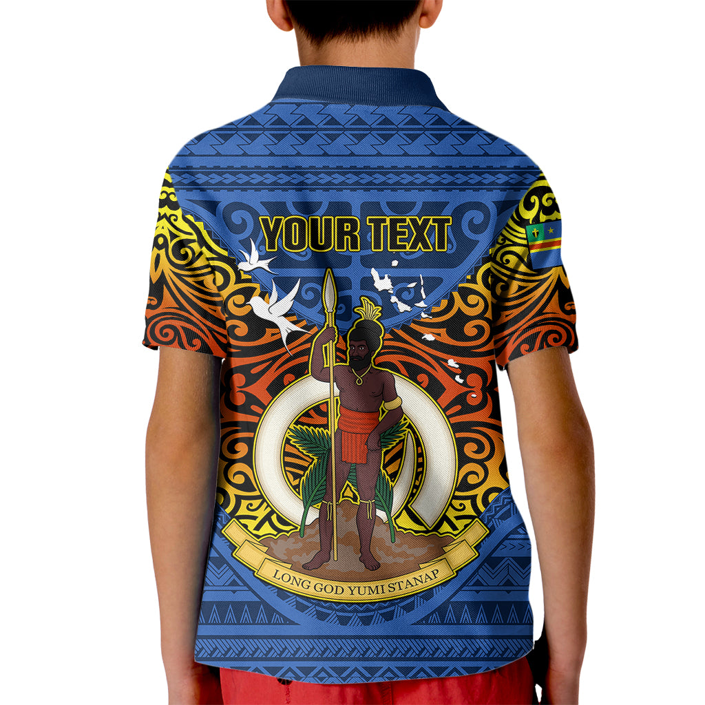 Personalized Vanuatu Tafea Province Kid Polo Shirt Coat Of Arms And Namele Fern Polynesian Pattern LT05 - Polynesian Pride