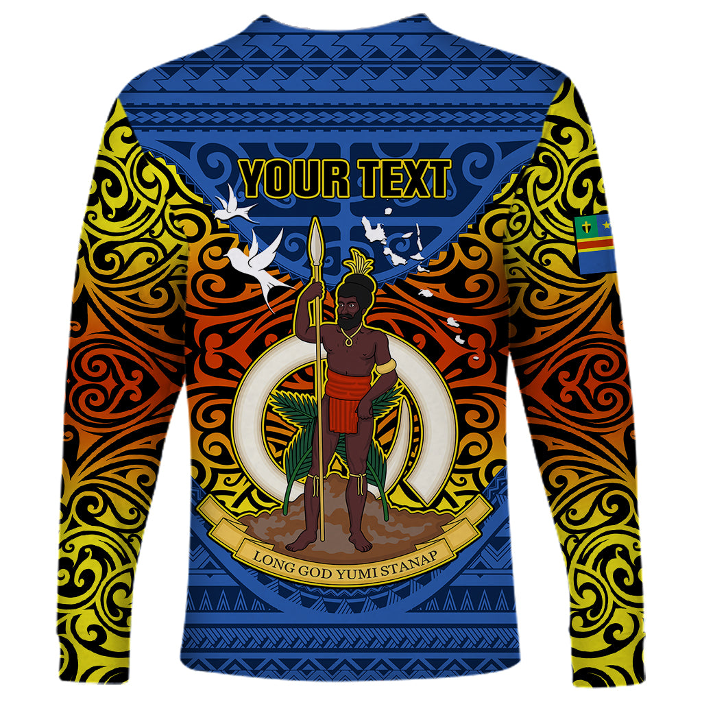 Personalized Vanuatu Tafea Province Long Sleeve Shirt Coat Of Arms And Namele Fern Polynesian Pattern LT05 - Polynesian Pride