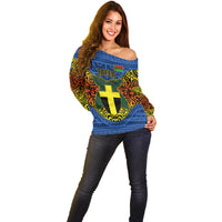 Personalized Vanuatu Tafea Province Off Shoulder Sweater Coat Of Arms And Namele Fern Polynesian Pattern LT05 - Polynesian Pride