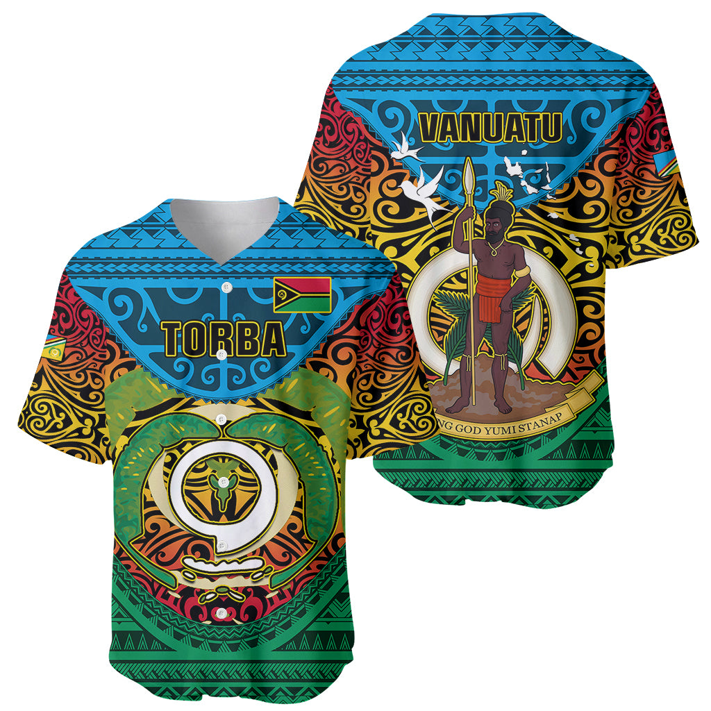 Vanuatu Torba Province Baseball Jersey Vanuatuan Coat Of Arms Polynesian Pattern LT05 - Polynesian Pride
