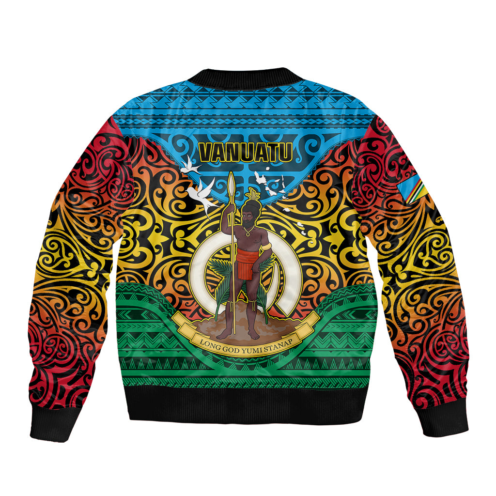 Vanuatu Torba Province Bomber Jacket Vanuatuan Coat Of Arms Polynesian Pattern LT05 - Polynesian Pride