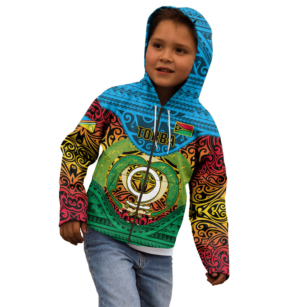 Personalized Vanuatu Torba Province Kid Hoodie Vanuatuan Coat Of Arms Polynesian Pattern LT05 - Polynesian Pride