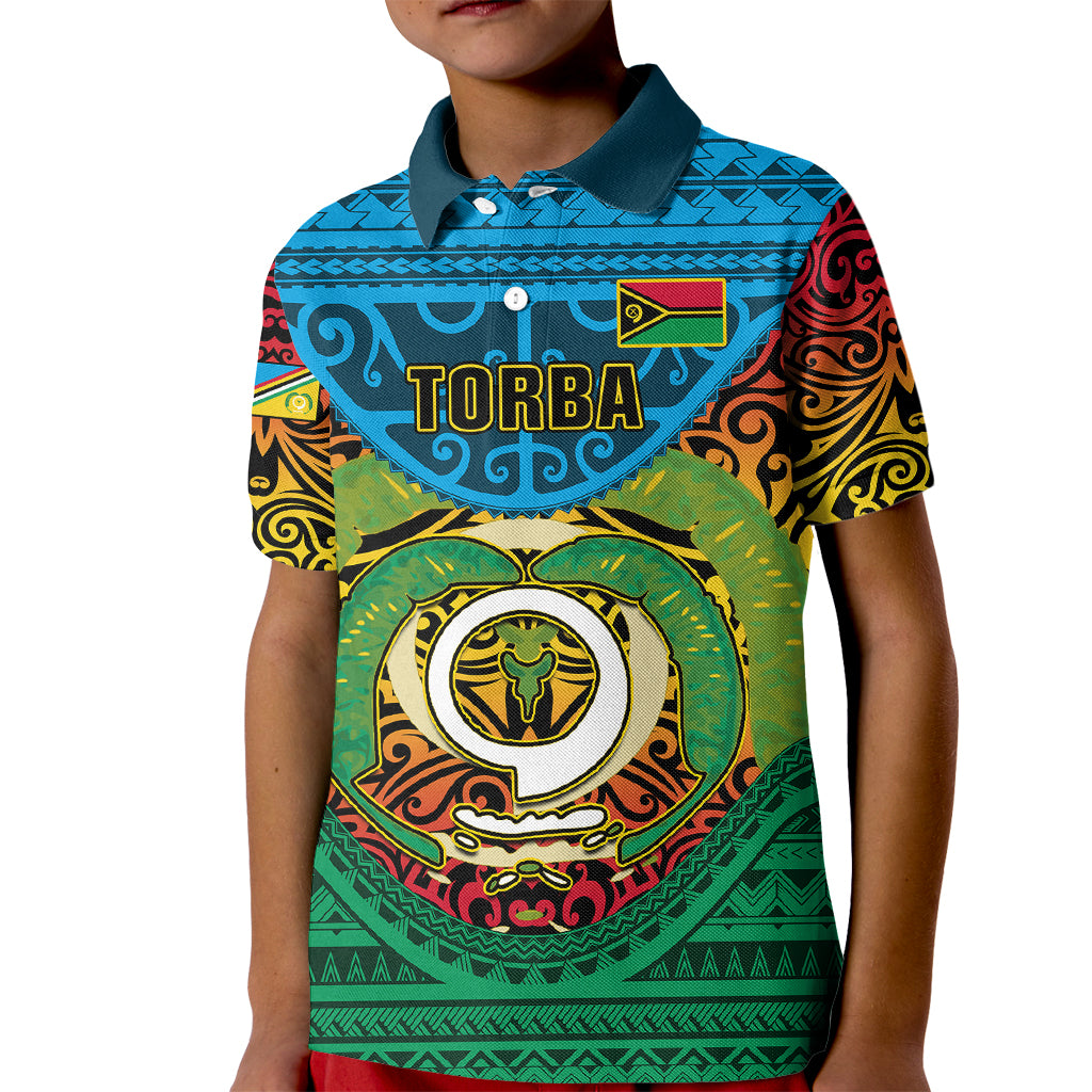 Personalized Vanuatu Torba Province Kid Polo Shirt Vanuatuan Coat Of Arms Polynesian Pattern LT05 Kid Green - Polynesian Pride