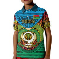 Personalized Vanuatu Torba Province Kid Polo Shirt Vanuatuan Coat Of Arms Polynesian Pattern LT05 Kid Green - Polynesian Pride