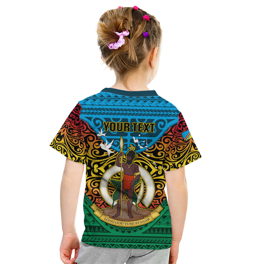 Personalized Vanuatu Torba Province Kid T Shirt Vanuatuan Coat Of Arms Polynesian Pattern LT05 - Polynesian Pride