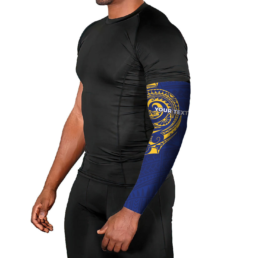 Personalised Nauru Angam Day Arm Sleeves Gold Navy Tribal Pattern