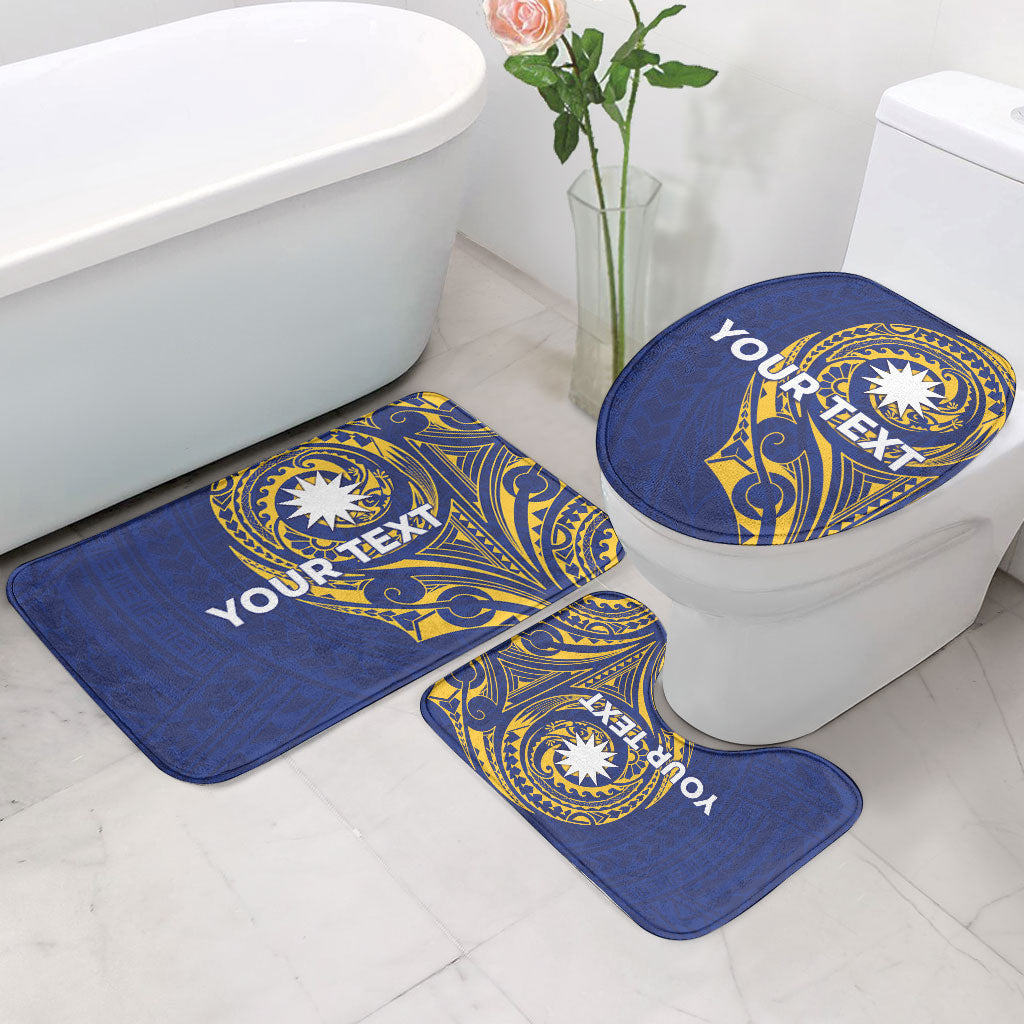 Personalised Nauru Angam Day Bathroom Set Gold Navy Tribal Pattern