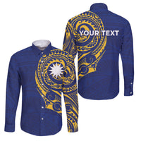 Personalised Nauru Angam Day Family Matching Mermaid Dress and Hawaiian Shirt Gold Navy Tribal Pattern