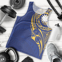 Personalised Nauru Angam Day Men Tank Top Gold Navy Tribal Pattern