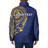 Personalised Nauru Angam Day Padded Jacket Gold Navy Tribal Pattern
