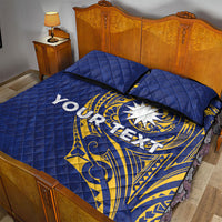 Personalised Nauru Angam Day Quilt Bed Set Gold Navy Tribal Pattern