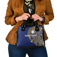 Personalised Nauru Angam Day Shoulder Handbag Gold Navy Tribal Pattern