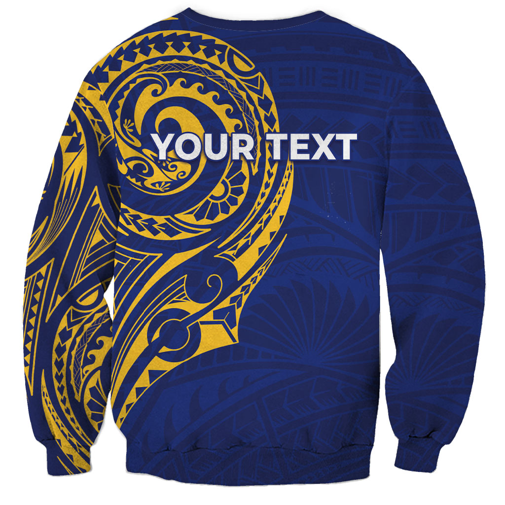Personalised Nauru Angam Day Sweatshirt Gold Navy Tribal Pattern