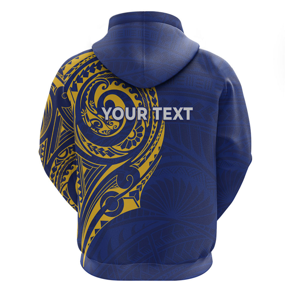 Personalised Nauru Angam Day Zip Hoodie Gold Navy Tribal Pattern