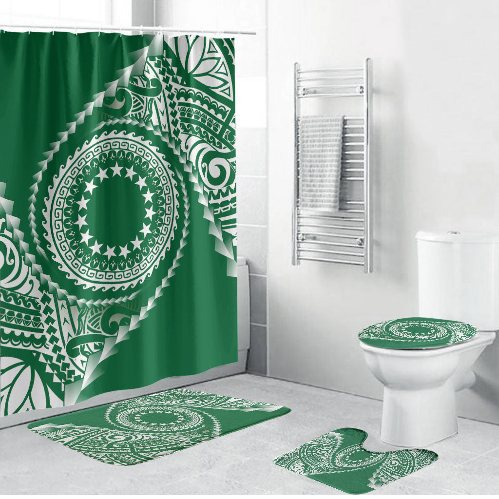 Cook Islands Gospel Day Bathroom Set Green Tribal Curves LT05 Bathroom Set (4 pcs) Green - Polynesian Pride