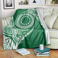 Cook Islands Gospel Day Blanket Green Tribal Curves