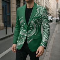Cook Islands Gospel Day Blazer Green Tribal Curves