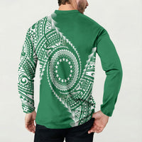 Cook Islands Gospel Day Button Sweatshirt Green Tribal Curves