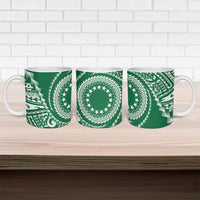 Cook Islands Gospel Day Ceramic Mug Green Tribal Curves