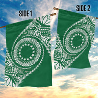 Cook Islands Gospel Day Garden Flag Green Tribal Curves