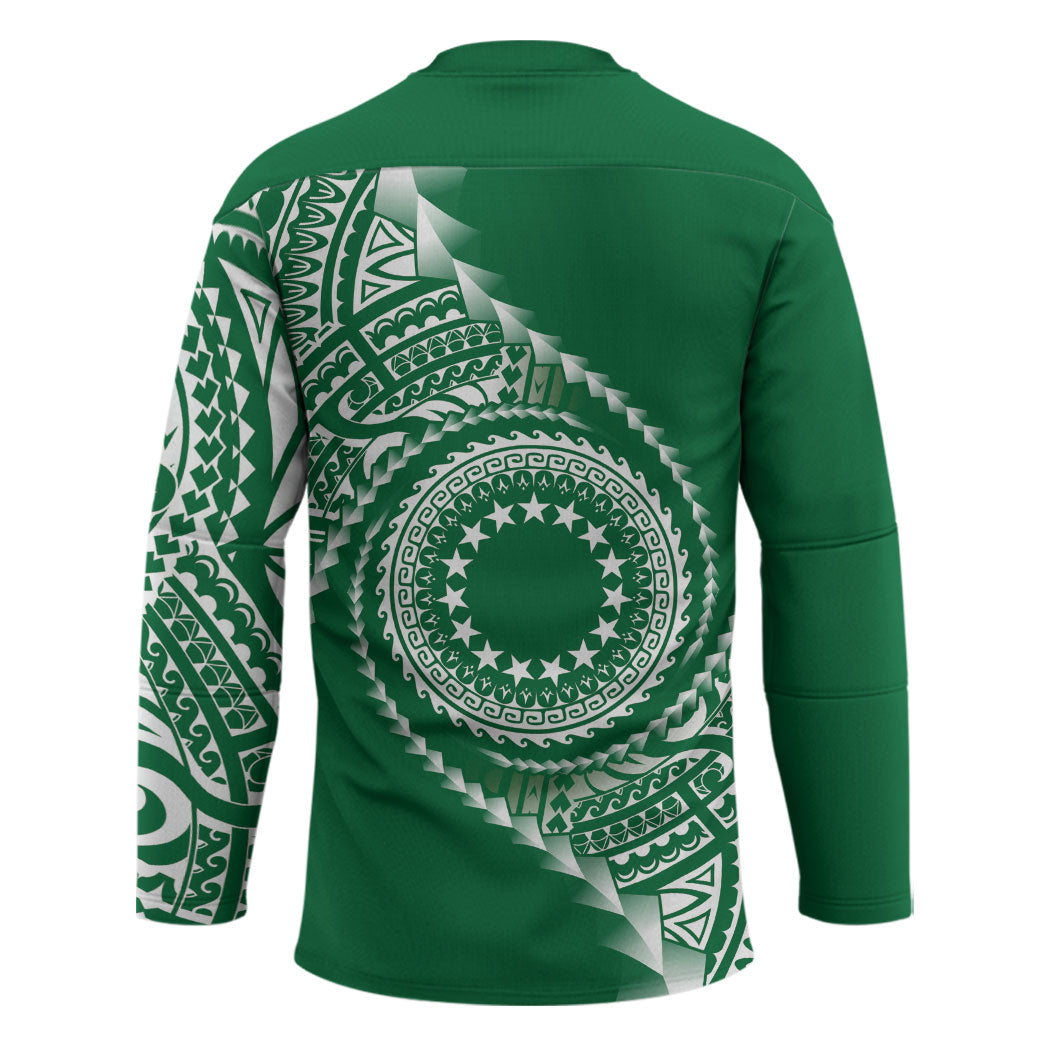 Cook Islands Gospel Day Hockey Jersey Green Tribal Curves