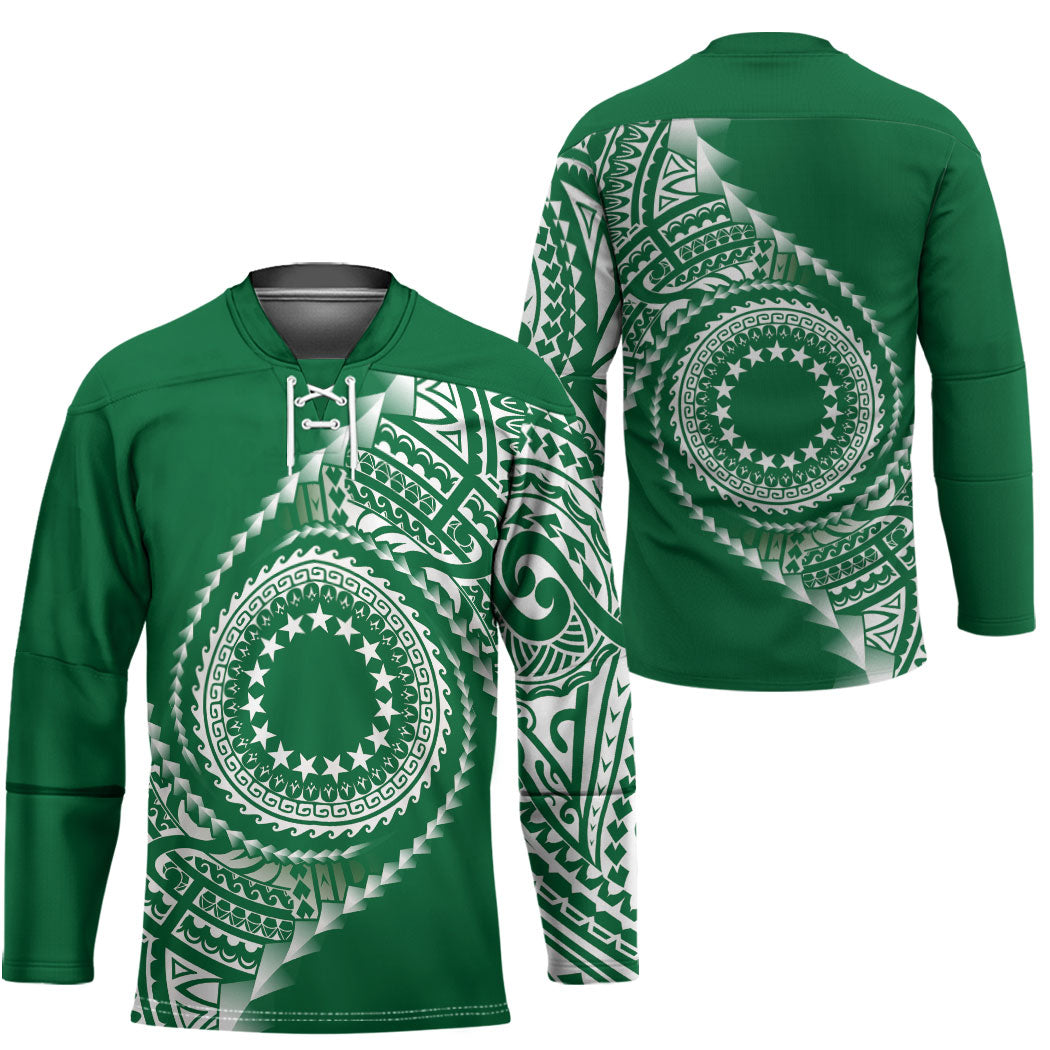 Cook Islands Gospel Day Hockey Jersey Green Tribal Curves